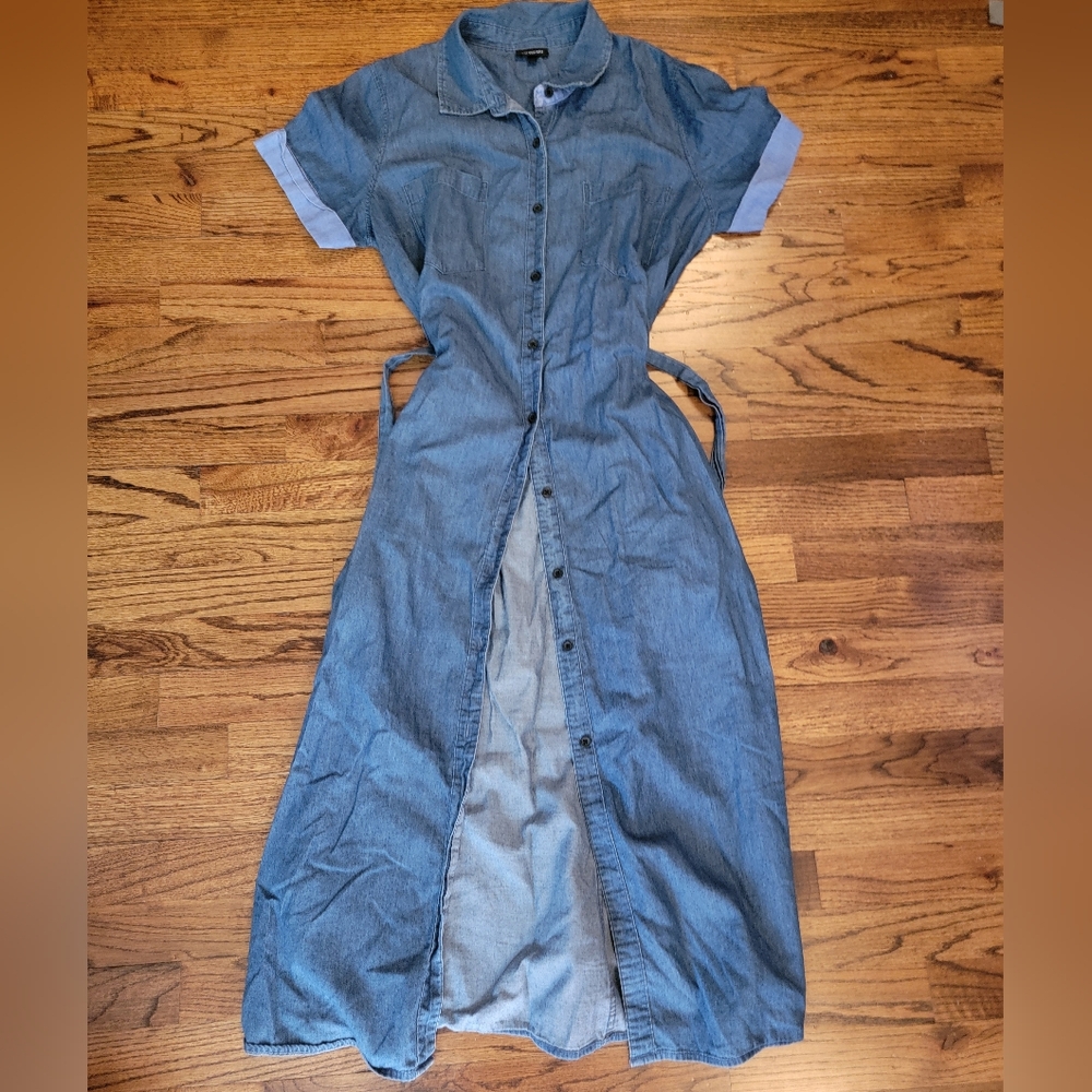 Denim button down midi dress